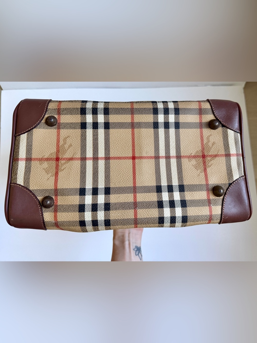 Authentic Vintage 80s / 90s Burberrys London Nova Check Boston Satchel Bag - Picture 8 of 14